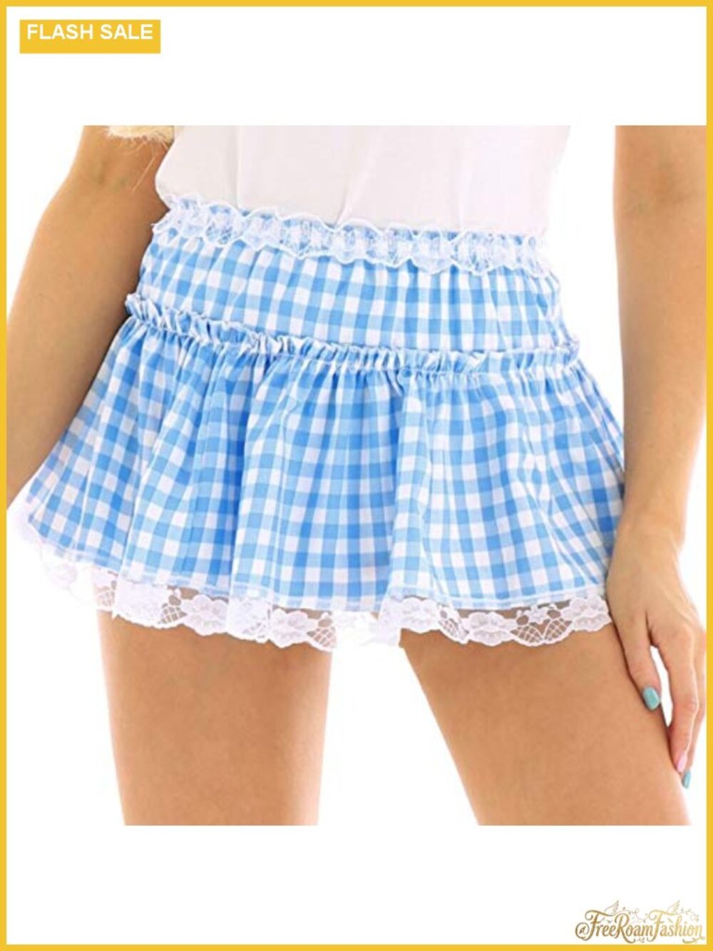 Gingham Pleated Mini Skirt Y2K Plaid Ruffle A-Line Low Rise